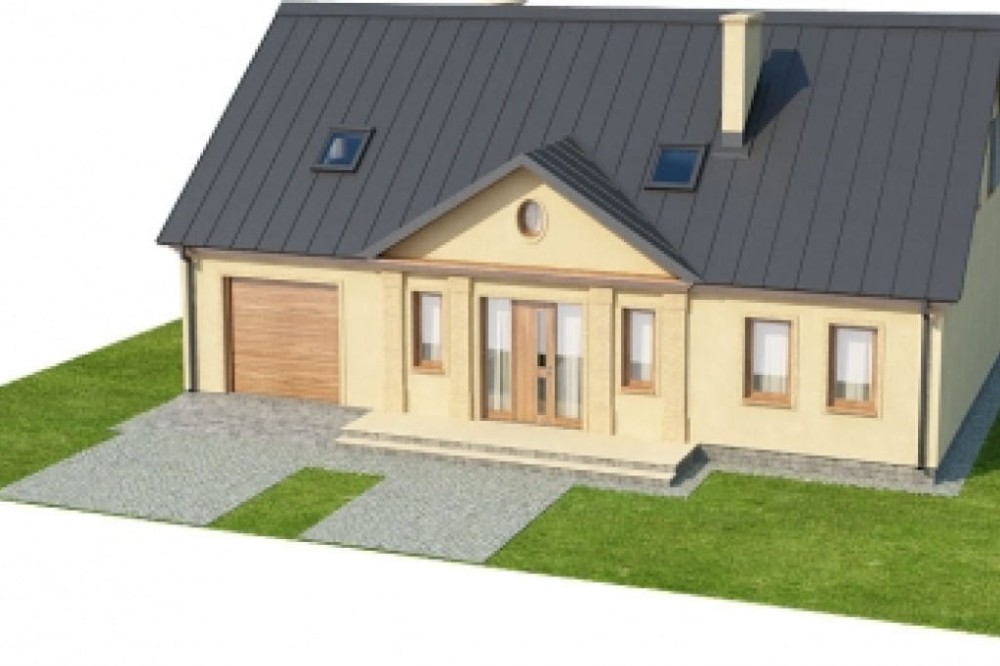 Projekt domu Choryń DM-6296, parterowy z poddaszem użytkowym, z garażem jednostanowiskowym, bez podpiwniczenia - model