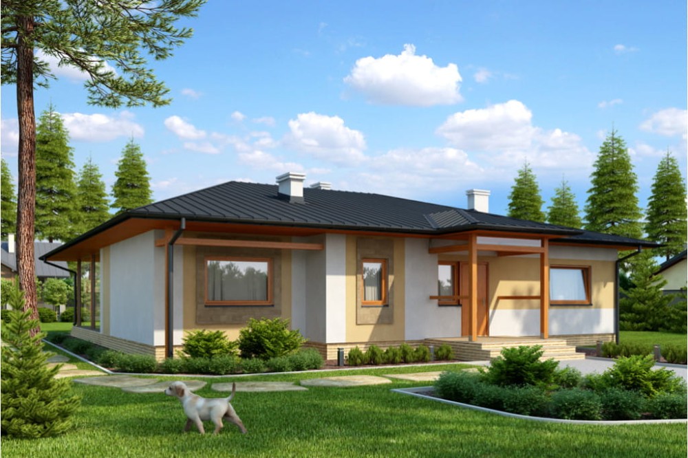 Projekt domu Werechanie L-6202, parterowy bez podpiwniczenia - kolorystyka wersja 3
