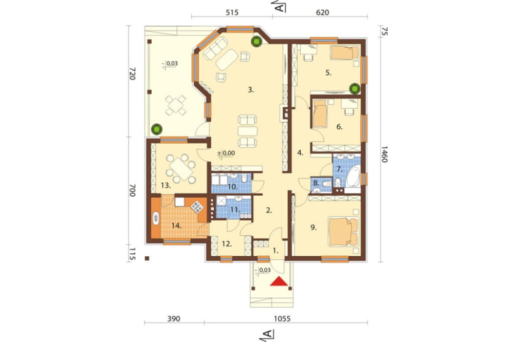 Projekt domu Werechanie L-6202, parterowy bez podpiwniczenia - rzut parteru