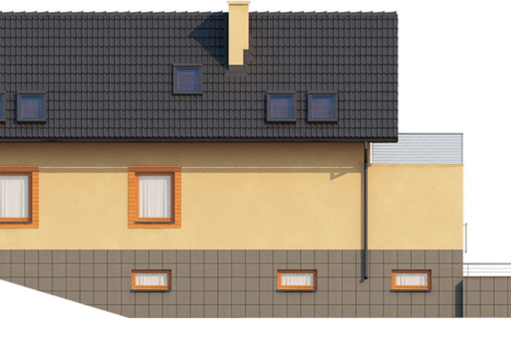 Projekt domu Radomsko DM-6446, parterowy z poddaszem mieszkalnym, częściowo podpiwniczony, z garażem -elewacja lewa
