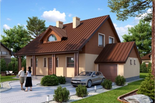 Projekt domu Marki 2 L-6388, jednorodzinny, z garażem, bez podpiwniczenia-kolorysttyka wersja 1