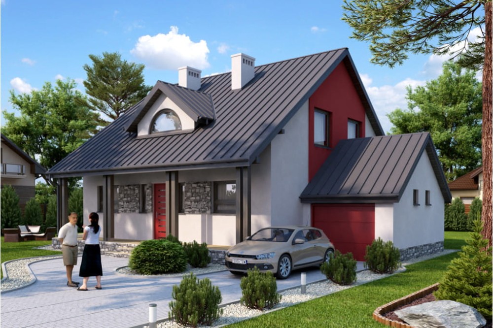 Projekt domu Marki 2 L-6388, jednorodzinny, z garażem, bez podpiwniczenia-kolorysttyka wersja 3