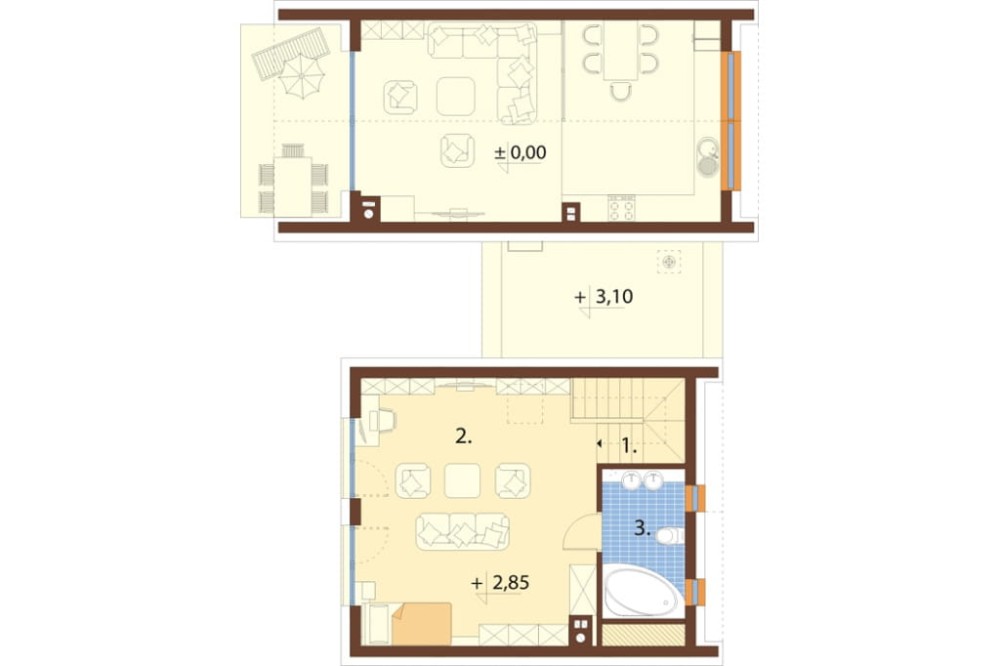 Projekt domu Salone DM-6852, parterowy z poddaszem użytkowym, bez podpiwniczenia, bez garażu - rzut poddasza