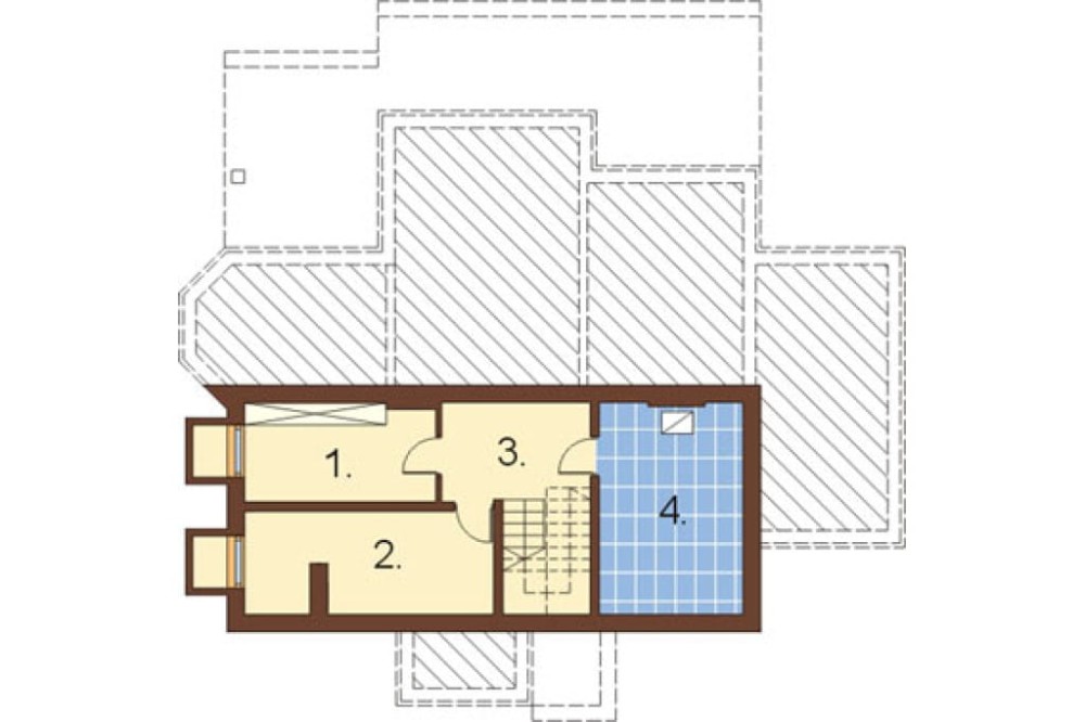 Projekt domu Gozdów L-6167, parterowy z poddaszem mieszkalnym, częściowo podpiwniczony, z garażem - rzut piwnicy