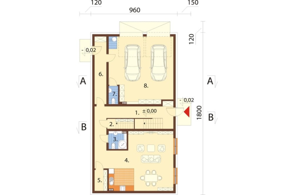 Projekt domu Reliani DM-6824, parterowy z poddaszem mieszkalnym, bez podpiwniczenia  - rzut parteru