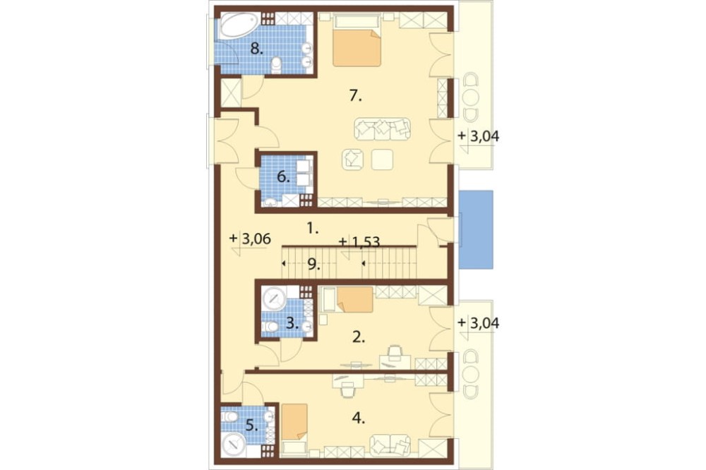 Projekt domu Reliani DM-6824, parterowy z poddaszem mieszkalnym, bez podpiwniczenia  - rzut poddasza