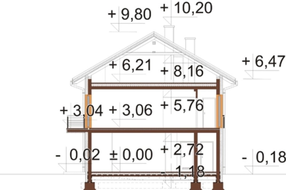 Projekt domu Reliani DM-6824, parterowy z poddaszem mieszkalnym, bez podpiwniczenia  - przekrój A-A