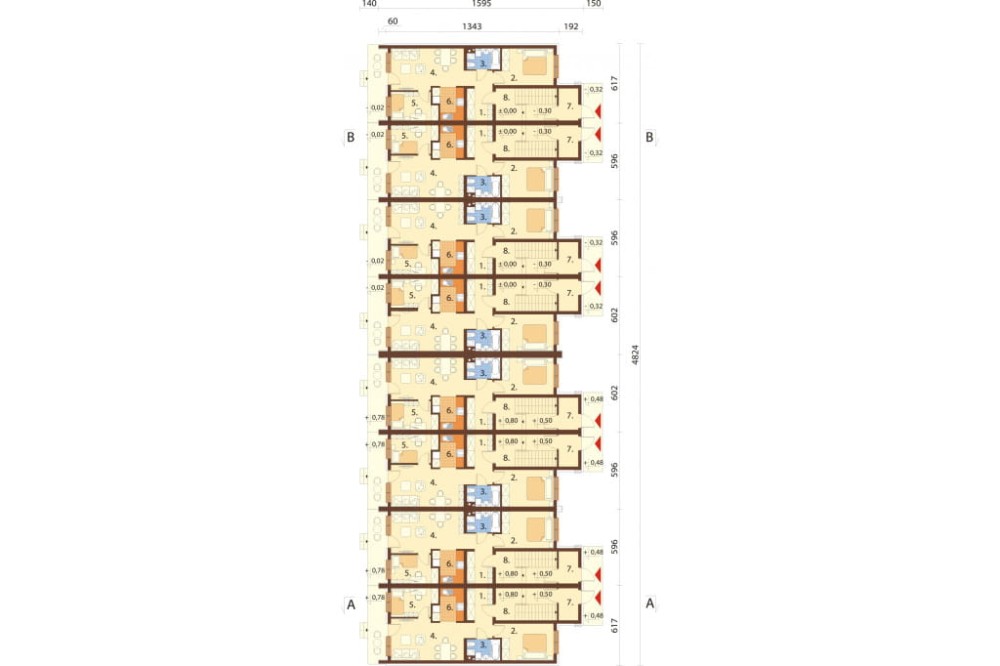 Projekt budynku mieszkalnego w zabudowie szeregowej DM-6502 B, piętrowy, z poddaszem do adaptacji, bez podpiwniczenia - rzut parteru
