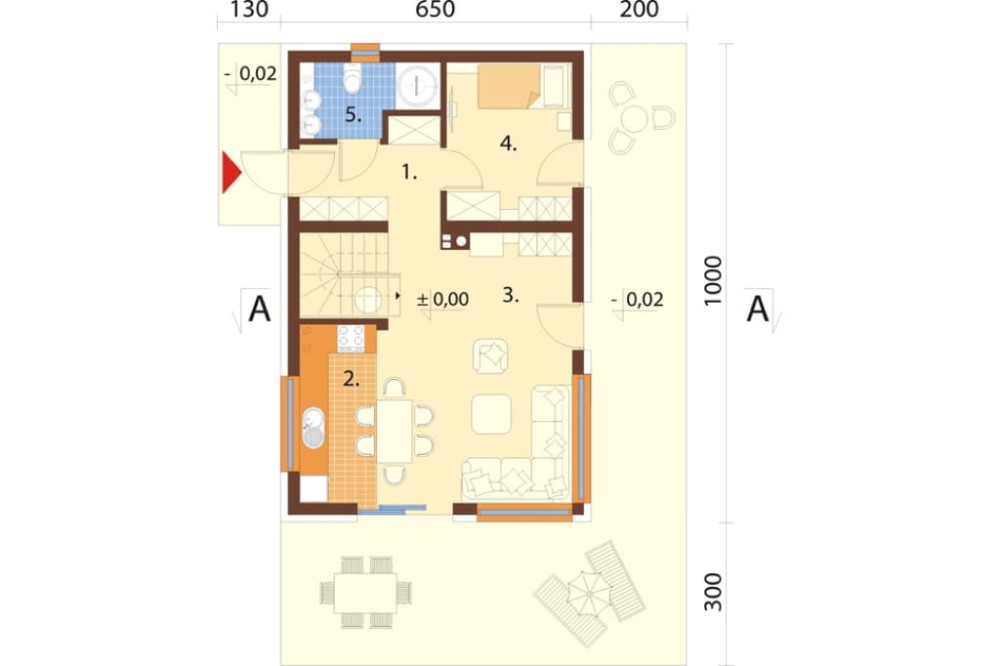 Projekt domu Xanten 2 L-6844, parterowy z poddaszem użytkowym, bez garażu, bez podpiwniczenia - rzut parteru