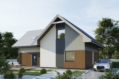 Projekt domu Venta 2 L-6809, parterowy, z poddaszem użytkowym, niepodpiwniczony, bez garażu - kolorystyka wersja 1