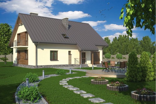 Projekt domu Szarejki L-5534, parterowy z poddaszem mieszkalnym, z garażem, bez podpiwniczenia - kolorystyka wersja 2