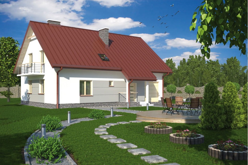 Projekt domu Szarejki L-5534, parterowy z poddaszem mieszkalnym, z garażem, bez podpiwniczenia - kolorystyka wersja 4