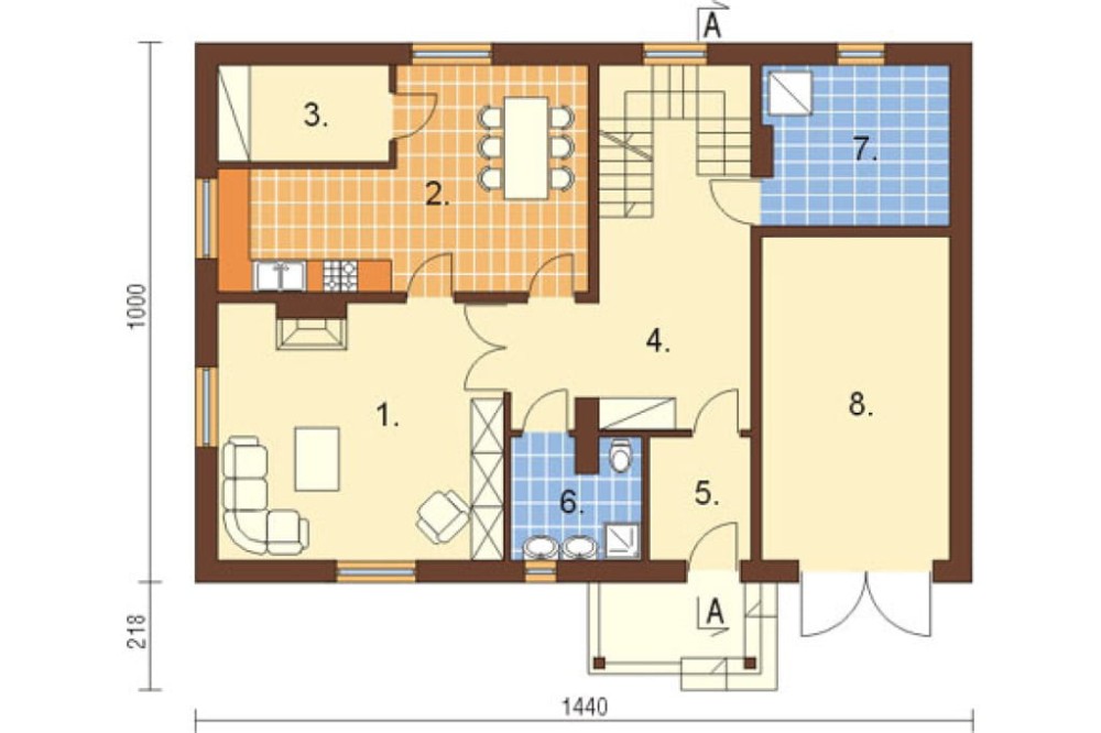 Projekt domu Szarejki L-5534, parterowy z poddaszem mieszkalnym, z garażem, bez podpiwniczenia -  rzut parteru