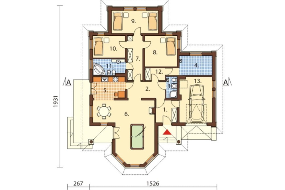 Projekt domu Kaliste 2 L-6406, parterowy, z garażem, bez podpiwniczenia - rzut parteru