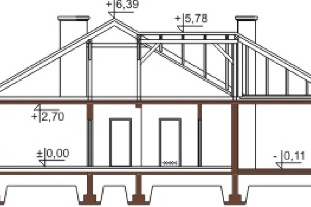 Projekt domu Kaliste 2 L-6406, parterowy, z garażem, bez podpiwniczenia - przekrój A-A