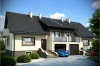 Projekt domu Lwówek DM-6228, parterowy z poddaszem mieszkalnym, częściowo podpiwniczony w zabudowie bliźniaczej, z garażem - kolorystyka wersja 4