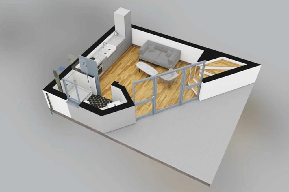 Projekt domu Edrini 2 L-6845, piętrowy, jednorodzinny, niepodpiwniczony - rzut 3D parteru