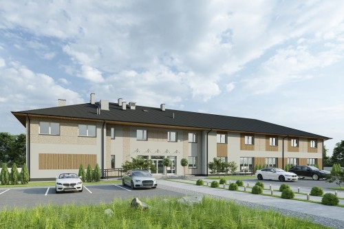 Projekt budynku gastronomicznego z zapleczem noclegowym LK-145, piętrowy niepodpiwniczony, bez garażu - kolorystyka wersja 2