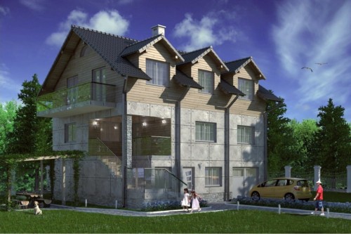 Projekt domu Szaflary 2 L-6485, piętrowy z garażem, z poddaszem mieszkalnym, niepodpiwniczony-kolorystyka wersja 2
