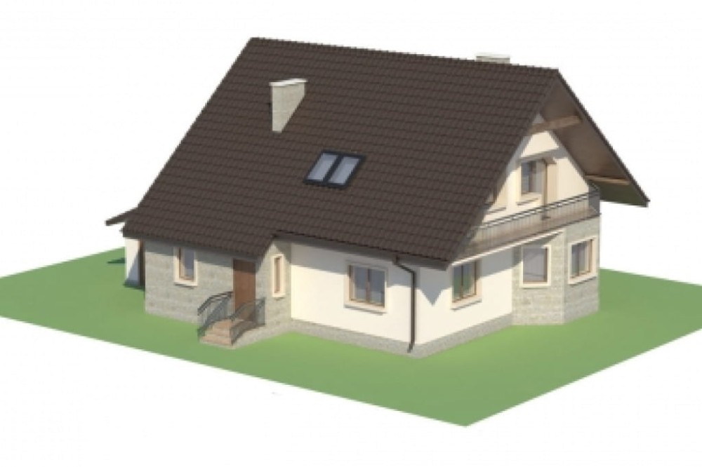 Projekt domu Okrzeja L-6126, parterowy z poddaszem użytkowym, garażem jednostanowiskowym, niepodpiwniczony - model