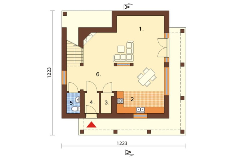 Projekt domu Teletyn L-6112, piętrowy, bez podpiwniczenia - rzut parteru