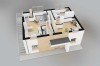 Projekt domu Vernum 2 L-6847, piętrowy, dwulokalowy, bez garażu, bez podpiwniczenia - rzut 3D poddasza