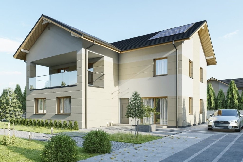 Projekt domu Histrium 2 L-6799,  jednorodzinny, dwulokalowy z dwoma kondygnacjami nadziemnymi - kolorystyka wersja 1