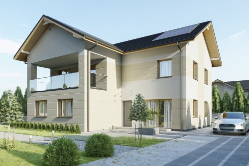 Projekt domu Histrium 2 L-6799,  jednorodzinny, dwulokalowy z dwoma kondygnacjami nadziemnymi - kolorystyka wersja 1