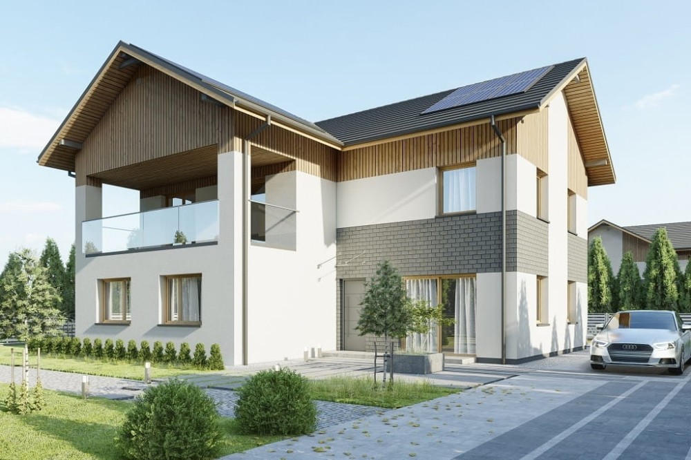 Projekt domu Histrium 2 L-6799,  jednorodzinny, dwulokalowy z dwoma kondygnacjami nadziemnymi - kolorystyka wersja 2