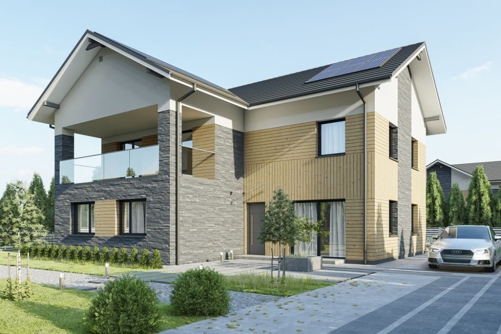 Projekt domu Histrium 2 L-6799,  jednorodzinny, dwulokalowy z dwoma kondygnacjami nadziemnymi - kolorystyka wersja 3