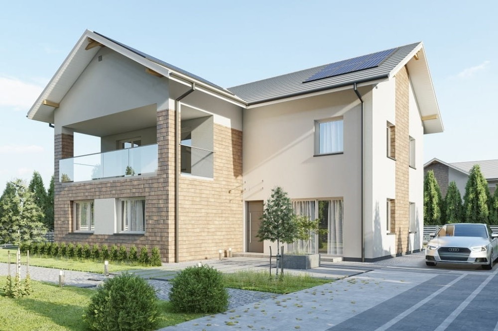 Projekt domu Histrium 2 L-6799,  jednorodzinny, dwulokalowy z dwoma kondygnacjami nadziemnymi - kolorystyka wersja 4