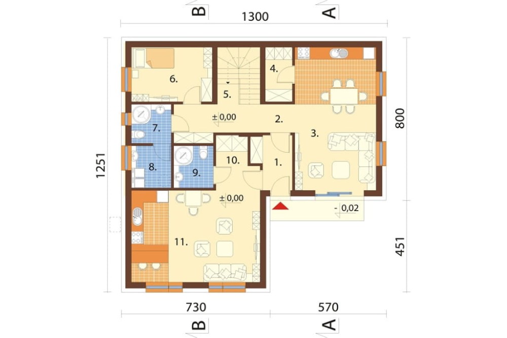 Projekt domu Histrium 2 L-6799,  jednorodzinny, dwulokalowy z dwoma kondygnacjami nadziemnymi -rzut parteru