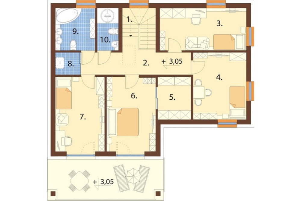 Projekt domu Histrium 2 L-6799,  jednorodzinny, dwulokalowy z dwoma kondygnacjami nadziemnymi -rzut pierwszego piętra
