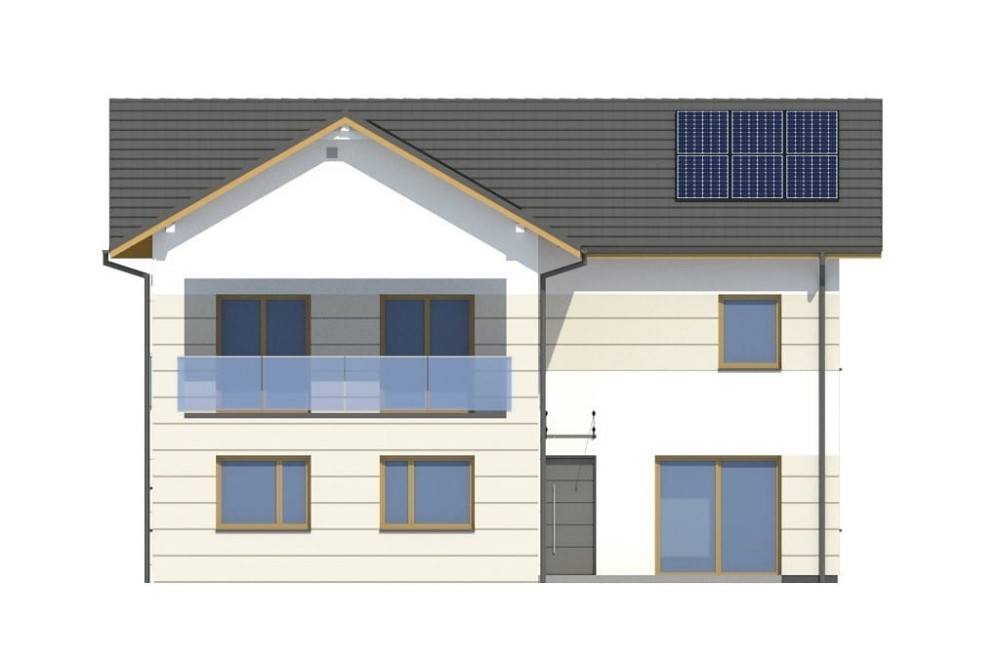 Projekt domu Histrium 2 L-6799,  jednorodzinny, dwulokalowy z dwoma kondygnacjami nadziemnymi - wizualizacja elewacji frontowej