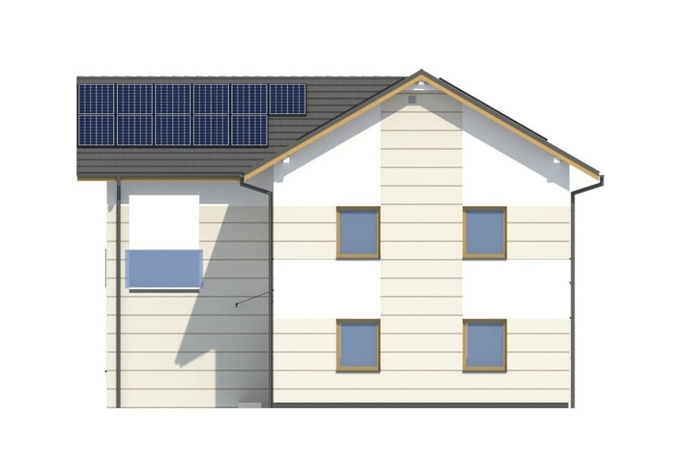 Projekt domu Histrium 2 L-6799,  jednorodzinny, dwulokalowy z dwoma kondygnacjami nadziemnymi - wizualizacja elewacji prawej