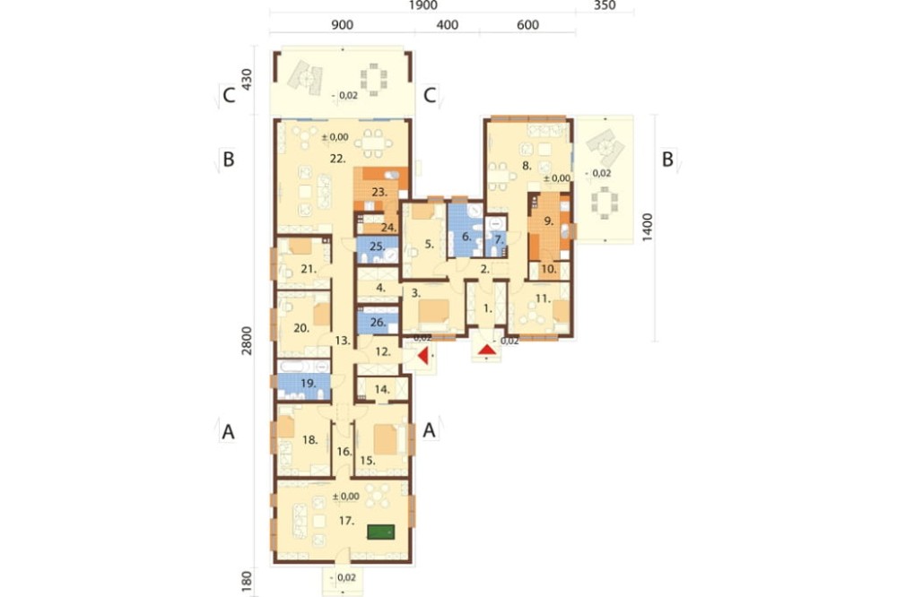 Projekt domu Balceno DM-6821, parterowy z poddaszem mieszkalnym, bez podpiwniczenia  - rzut parteru
