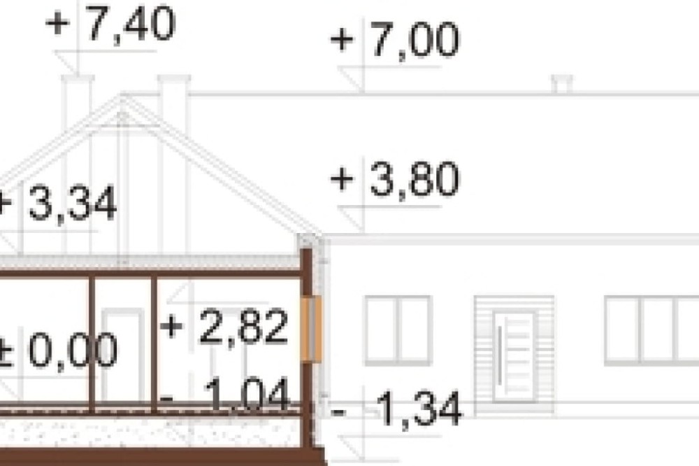 Projekt domu Balceno DM-6821, parterowy z poddaszem mieszkalnym, bez podpiwniczenia  - przekrój A-A