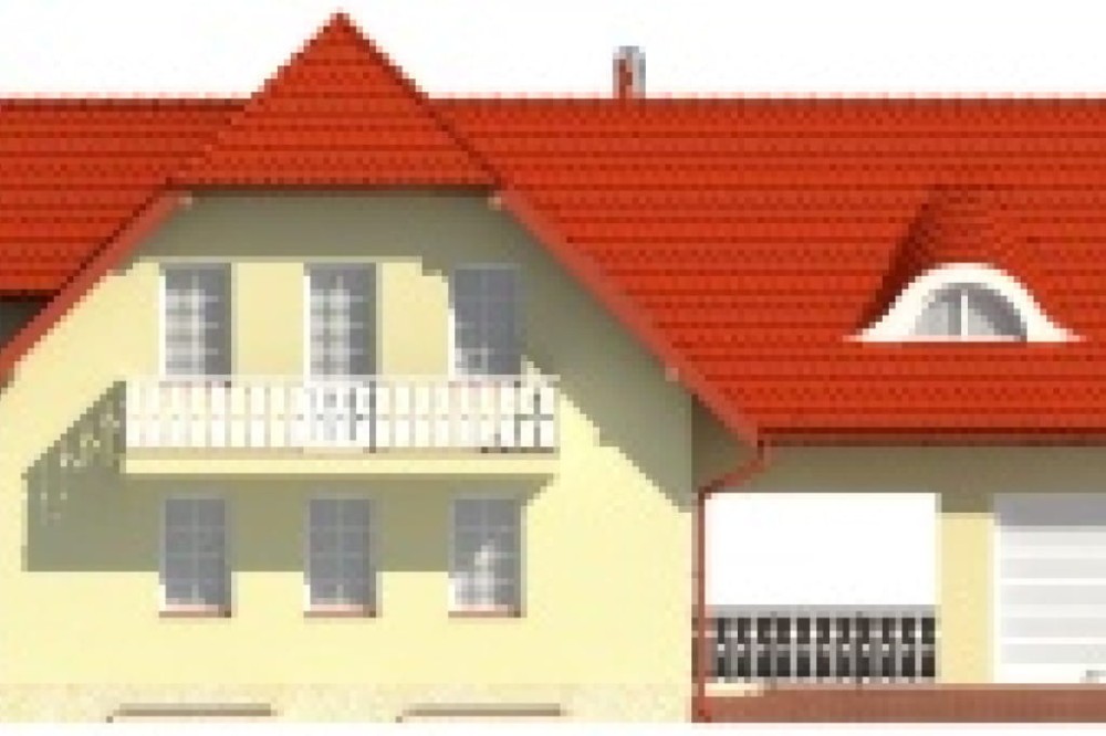 Projekt domu Podbiele DM-6482, parterowy z poddaszem mieszkalnym, podpiwniczony -elewacja frontowa
