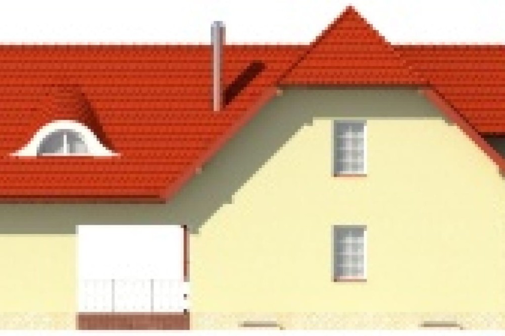 Projekt domu Podbiele DM-6482, parterowy z poddaszem mieszkalnym, podpiwniczony -elewacja ogrodowa