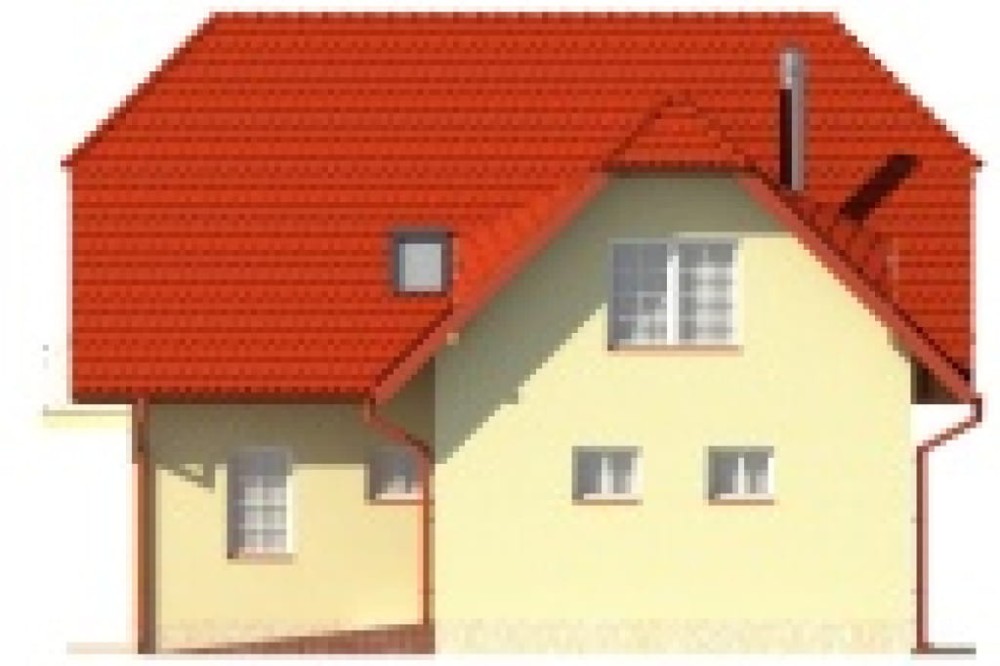 Projekt domu Podbiele DM-6482, parterowy z poddaszem mieszkalnym, podpiwniczony -elewacja prawa