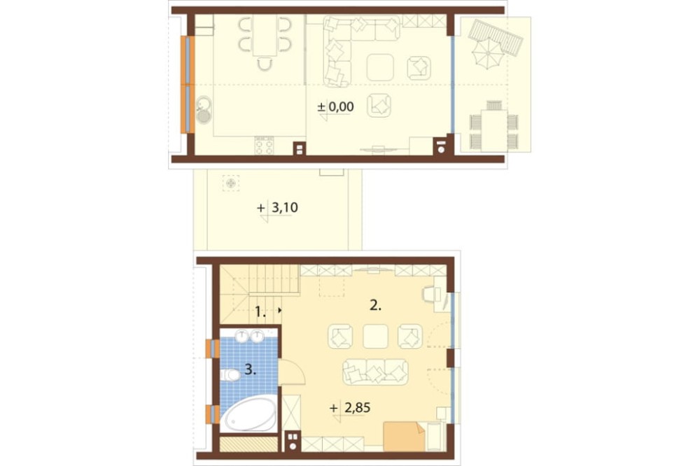 Projekt domu Salone 2 L-6852, parterowy z poddaszem użytkowym, bez podpiwniczenia, bez garażu - rzut poddasza