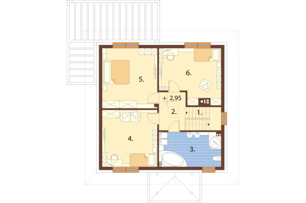 Projekt domu Victrix DM-6848, piętrowy, bez garażu, bez podpiwniczenia - rzut pierwszego piętra