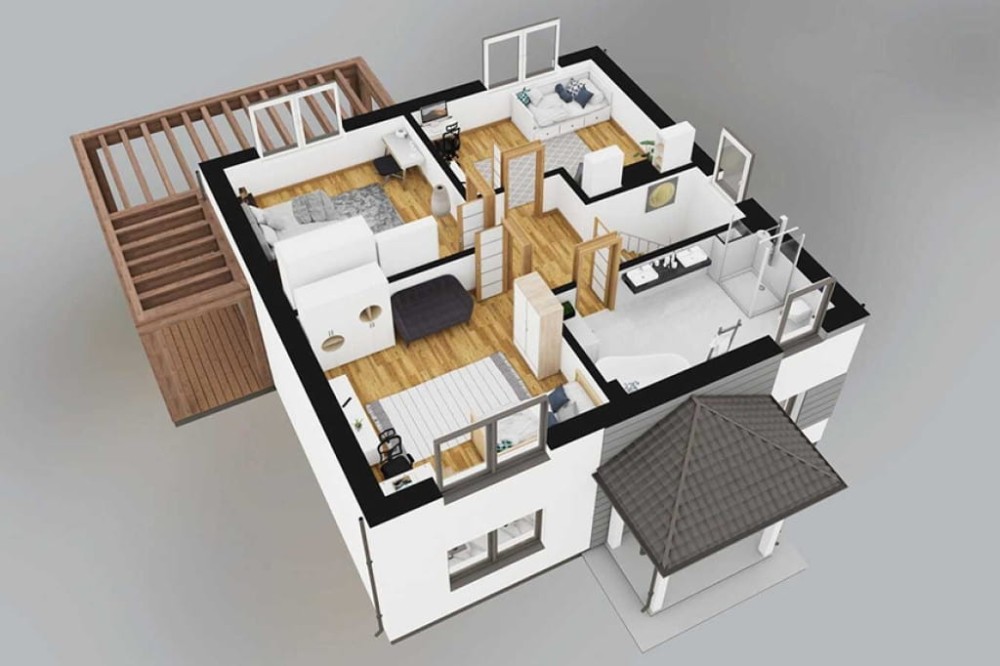 Projekt domu Victrix DM-6848, piętrowy, bez garażu, bez podpiwniczenia - rzut 3D pierwszego piętra