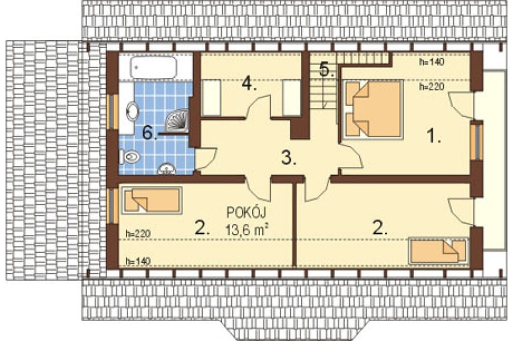 Projekt domu Tabaszowa L-6149, parterowy z poddaszem mieszkalnym, z garażem, częściowo podpiwniczony - rzut poddasza