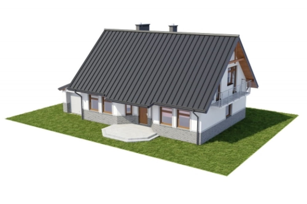 Projekt domu Tabaszowa L-6149, parterowy z poddaszem mieszkalnym, z garażem, częściowo podpiwniczony - model