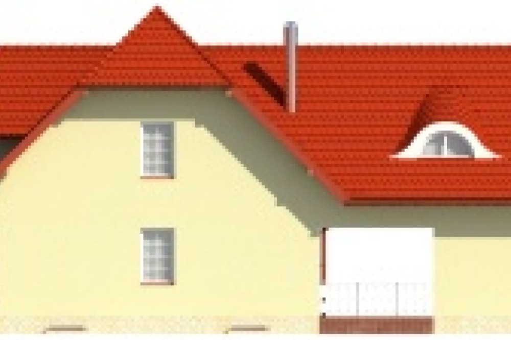Projekt domu Podbiele 2 L-6482, parterowy z poddaszem mieszkalnym, podpiwniczony -elewacja ogrodowa