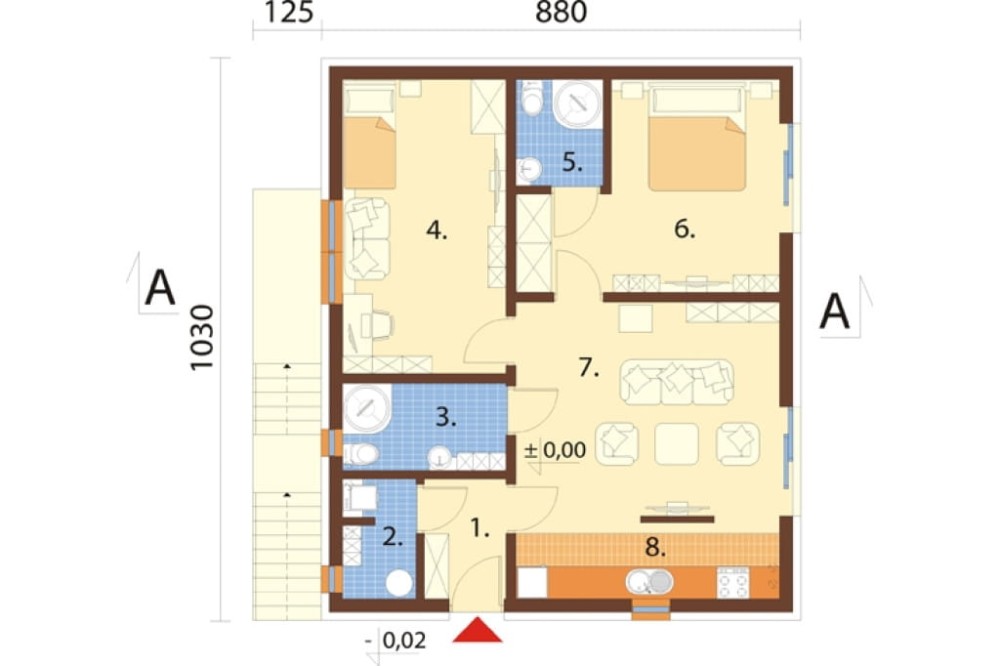 Projekt domu Maltis DM-6866, parterowy z poddaszem nieużytkowym, bez garażu, bez podpiwniczenia - rzut parteru