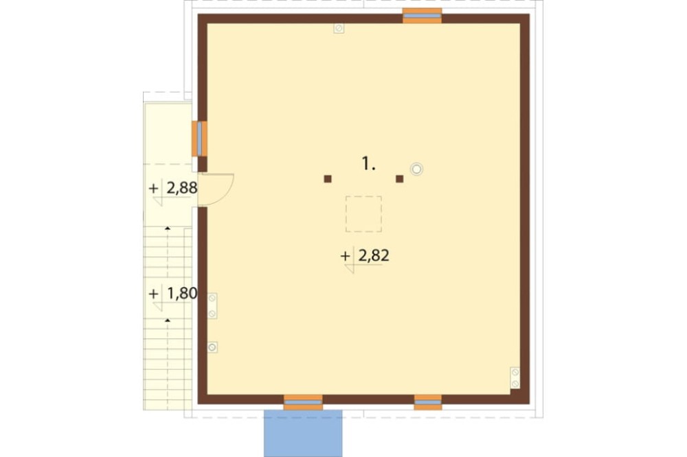 Projekt domu Maltis DM-6866, parterowy z poddaszem nieużytkowym, bez garażu, bez podpiwniczenia - rzut poddasza