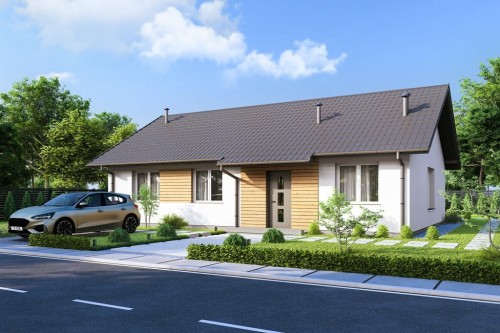 Projekt domu Zernetis tech. DM-6827 tech., parterowy, jednorodzinny, niepodpiwniczony - kolorystyka wersja 1