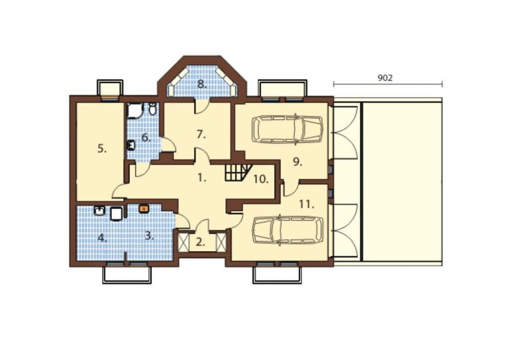 Projekt domu Czaniec B DM-6091 B, parterowy z 2 garażami, z poddaszem mieszkalnym, podpiwniczony - rzut piwnicy